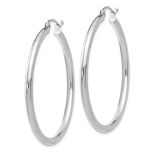 Load image into Gallery viewer, 14K White Gold Polished 2.5mm Lightweight Tube Hoop Earrings
