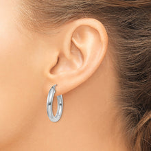 Load image into Gallery viewer, 14K White Gold Polished 4mm Lightweight Tube Hoop Earrings
