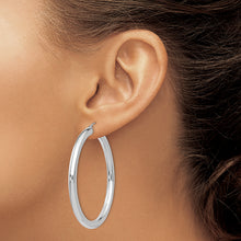 Load image into Gallery viewer, 14K White Gold Polished 4mm Lightweight Tube Hoop Earrings
