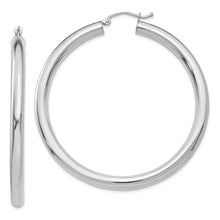 Load image into Gallery viewer, 14K White Gold Polished 4mm Lightweight Tube Hoop Earrings
