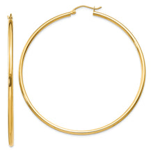 Load image into Gallery viewer, 14k Polished 2x60mm Lightweight Tube Hoop Earrings
