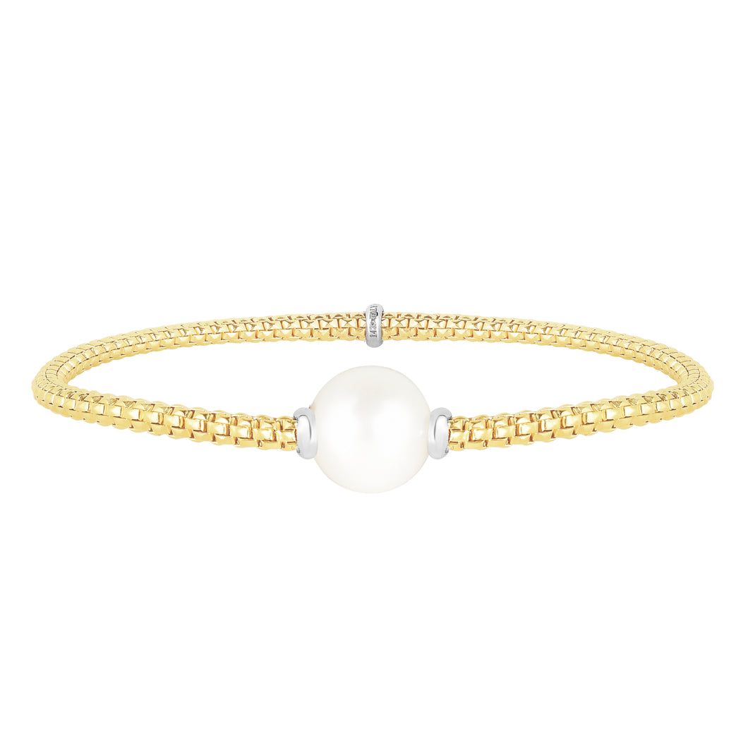 14K Gold Popcorn Stretch Pearl Bracelet