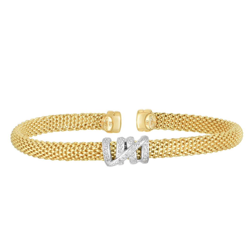 14K Gold Popcorn Diamond Tally Cuff