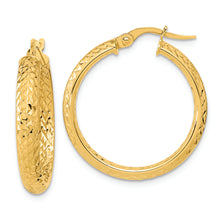 Load image into Gallery viewer, 14K Polished and Diamond-cut Inside and Out Fancy Hoop Earrings
