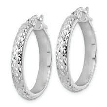 Load image into Gallery viewer, 14K White Gold Diamond Cut Hoop Earrings
