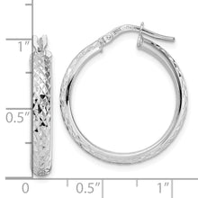 Load image into Gallery viewer, 14K White Gold Diamond Cut Hoop Earrings
