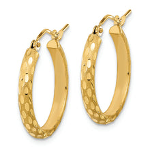 Load image into Gallery viewer, 14K Polished and Satin Diamond-cut Hoop Earrings
