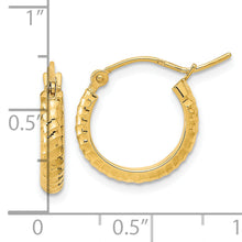 Load image into Gallery viewer, 14K Polished and Textured Hoop Earrings
