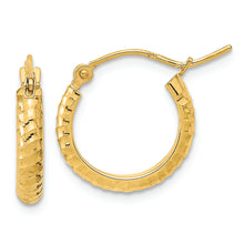 Load image into Gallery viewer, 14K Polished and Textured Hoop Earrings
