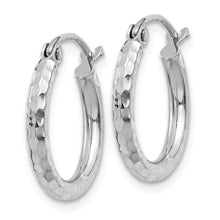 Load image into Gallery viewer, 14k White Gold Diamond-cut 2mm Round Tube Hoop Earrings
