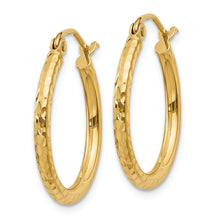 Load image into Gallery viewer, 14k Diamond-cut 2mm Round Tube Hoop Earrings
