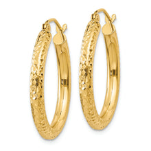 Load image into Gallery viewer, 14k Diamond-cut 3mm Round Hoop Earrings
