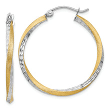 Load image into Gallery viewer, 14k &amp; Rhodium Diamond-cut 2.5mm Twisted Hoop Earrings
