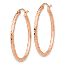 Load image into Gallery viewer, 14k Rose Gold Diamond-cut Polished Hoop Earrings
