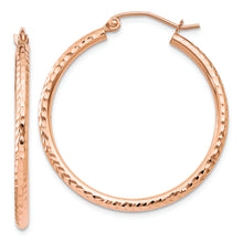 Load image into Gallery viewer, 14k Rose Gold Diamond-cut Polished Hoop Earrings
