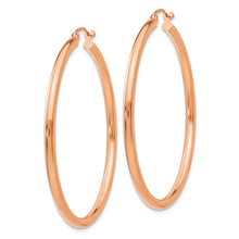 Load image into Gallery viewer, 14k Rose Gold Polished 2.5mm Lightweight Tube Hoop Earrings
