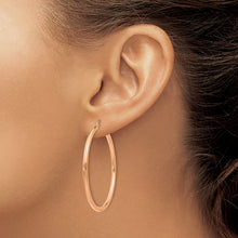 Load image into Gallery viewer, 14k Rose Gold Polished 2.5mm Lightweight Tube Hoop Earrings
