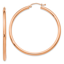 Load image into Gallery viewer, 14k Rose Gold Polished 2.5mm Lightweight Tube Hoop Earrings
