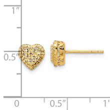 Load image into Gallery viewer, 14k Polished Diamond-cut Heart Post Earrings
