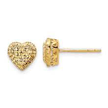 Load image into Gallery viewer, 14k Polished Diamond-cut Heart Post Earrings
