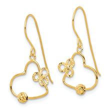 Load image into Gallery viewer, 14K Polished and D/C Open Heart Dangle Earrings

