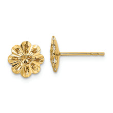Load image into Gallery viewer, 14k Polished Diamond-cut Snowflake Post Earrings
