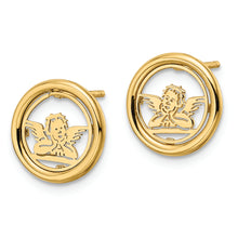 Load image into Gallery viewer, 14k Polished Raphael Angel in Circle Post Earrings
