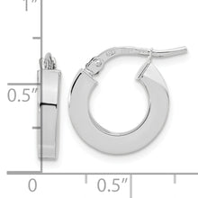 Load image into Gallery viewer, 14k White Gold Polished 3mm Square Tube Hoop Earrings
