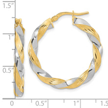 Load image into Gallery viewer, 14k w/White Rhodium Polished Twisted Hoop Earrings
