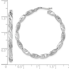 Load image into Gallery viewer, 14k White Gold Polished and Textured Twisted Hoop Earrings
