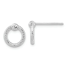 Load image into Gallery viewer, 14k White Gold Polished D/C Twisted Circle Post Earrings
