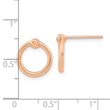 Load image into Gallery viewer, 14k Rose Gold Polished &amp; D/C Circle Post Earrings
