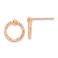 Load image into Gallery viewer, 14k Rose Gold Polished &amp; D/C Circle Post Earrings
