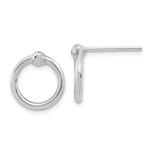 Load image into Gallery viewer, 14k White Gold Polished &amp; D/C Circle Post Earrings
