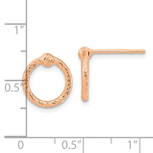 Load image into Gallery viewer, 14k Rose Gold Polished &amp; D/C Twisted Circle Post Earrings
