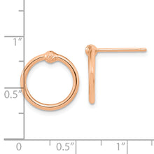 Load image into Gallery viewer, 14k Rose Gold Polished &amp; D/C Circle Post Earrings
