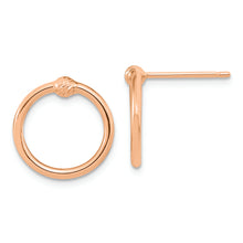 Load image into Gallery viewer, 14k Rose Gold Polished &amp; D/C Circle Post Earrings
