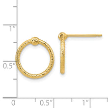 Load image into Gallery viewer, 14K Polished &amp; D/C Twisted Circle Post Earrings
