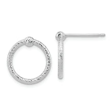 Load image into Gallery viewer, 14k White Gold Polished &amp; D/C Twisted Circle Post Earrings
