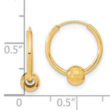 Load image into Gallery viewer, 14K Polished with Diamond Cut Ball Hoop Earrings
