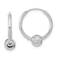 Load image into Gallery viewer, 14K White Gold Polished Hoop with a Diamond Cut Ball Earrings
