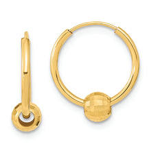 Load image into Gallery viewer, 14K Polished with Diamond Cut Ball Hoop Earrings
