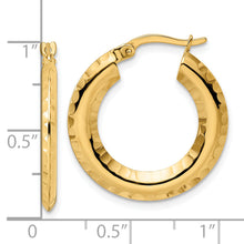 Load image into Gallery viewer, 14k Polished Diamond-cut Knife-edge 2x23mm Round Hoop Earrings
