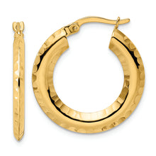 Load image into Gallery viewer, 14k Polished Diamond-cut Knife-edge 2x23mm Round Hoop Earrings
