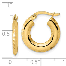 Load image into Gallery viewer, 14k Polished Diamond-cut Knife-edge 2x18mm Round Hoop Earrings
