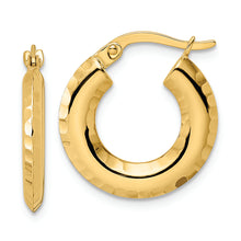 Load image into Gallery viewer, 14k Polished Diamond-cut Knife-edge 2x18mm Round Hoop Earrings
