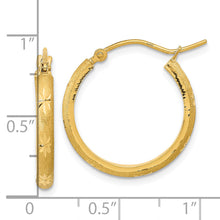 Load image into Gallery viewer, 14K Polished and Satin Diamond-cut Hoop Earrings
