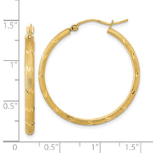 Load image into Gallery viewer, 14K Polished and Satin Diamond-cut Hoop Earrings
