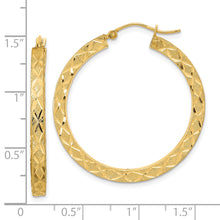 Load image into Gallery viewer, 14K Satin Diamond-cut Hoop Earrings
