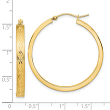 Load image into Gallery viewer, 14K Polished and Satin In and Out Diamond-cut Hoop Earrings
